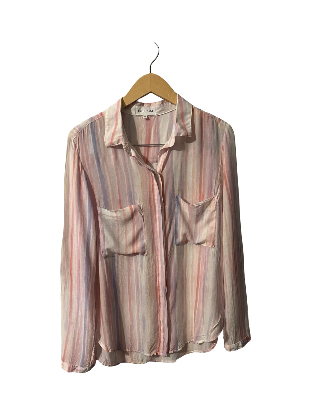 Bella Dahl Pastel Stripe Button Down Rayon Blouse Medium